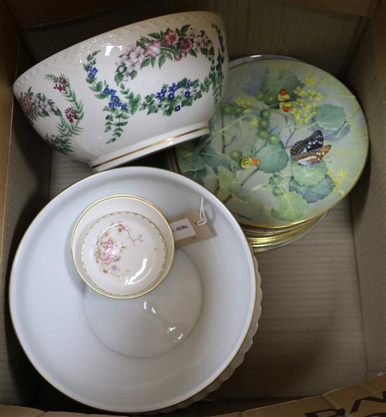 A Royal Copenhagen flowers of Copenhagen bowl, a Haviland bowl and sundry ceramics including collectors plates